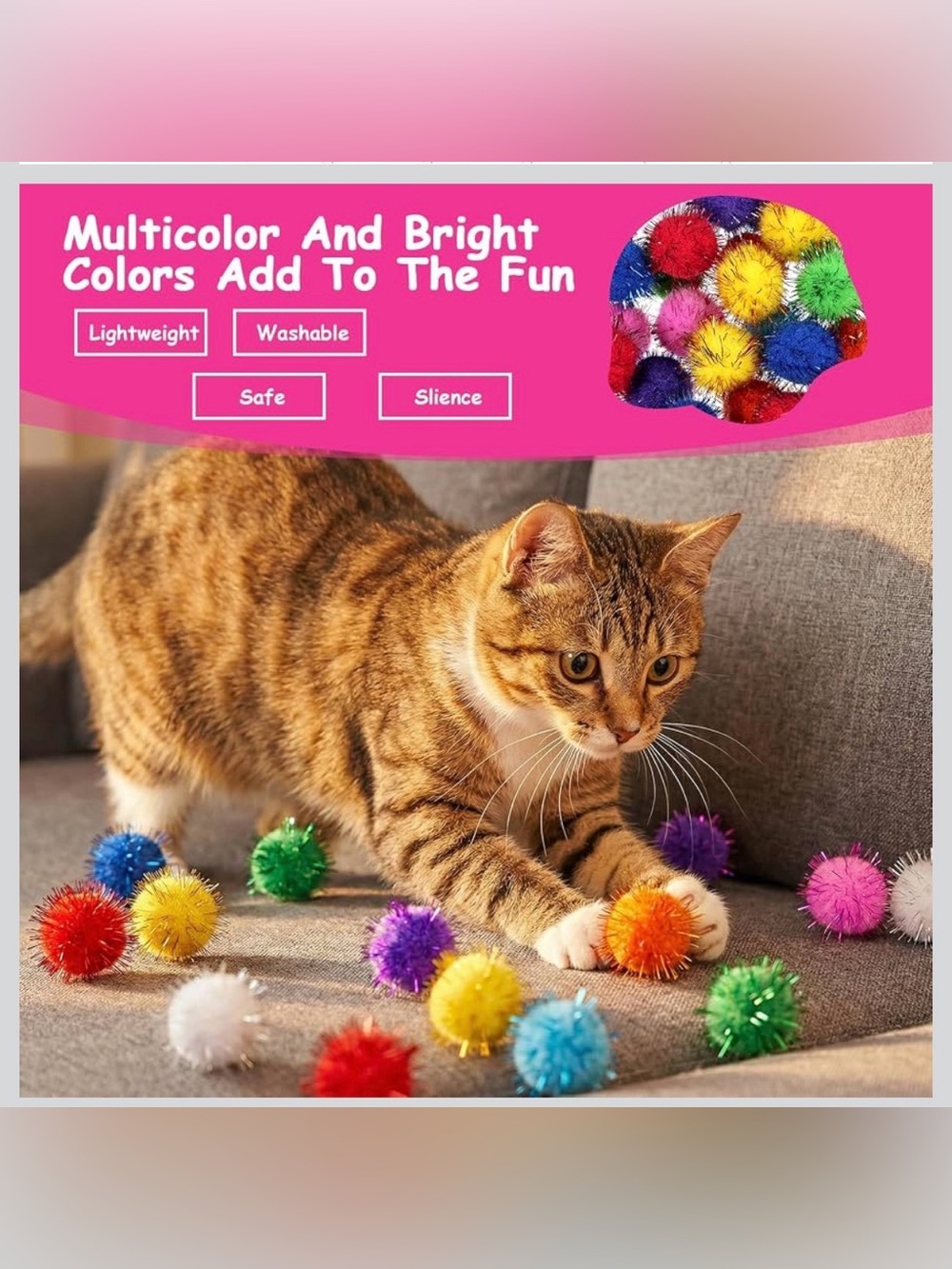 Cat Pom Pom Ball Toys 20 Pack